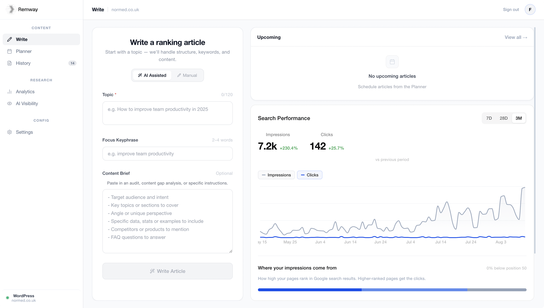 Remway dashboard